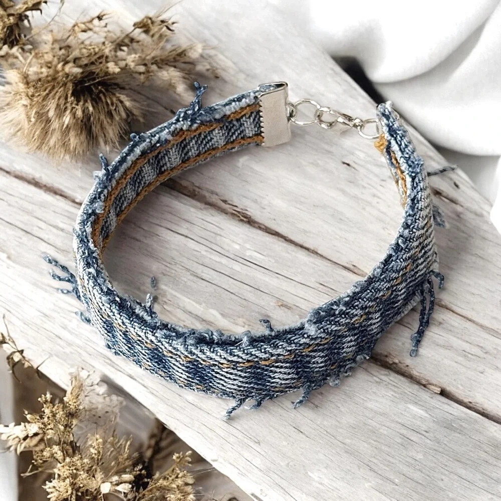 5 For $25💫Trendy Frayed Blue Denim Bracelet